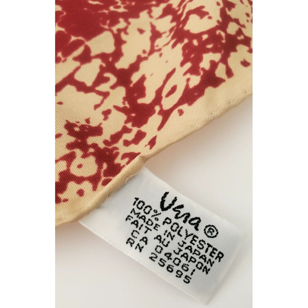 VTG Vera Scarf Burgundy / Tan Abstract Print Rectangle Japan Polyester Signed - Picture 8 of 9